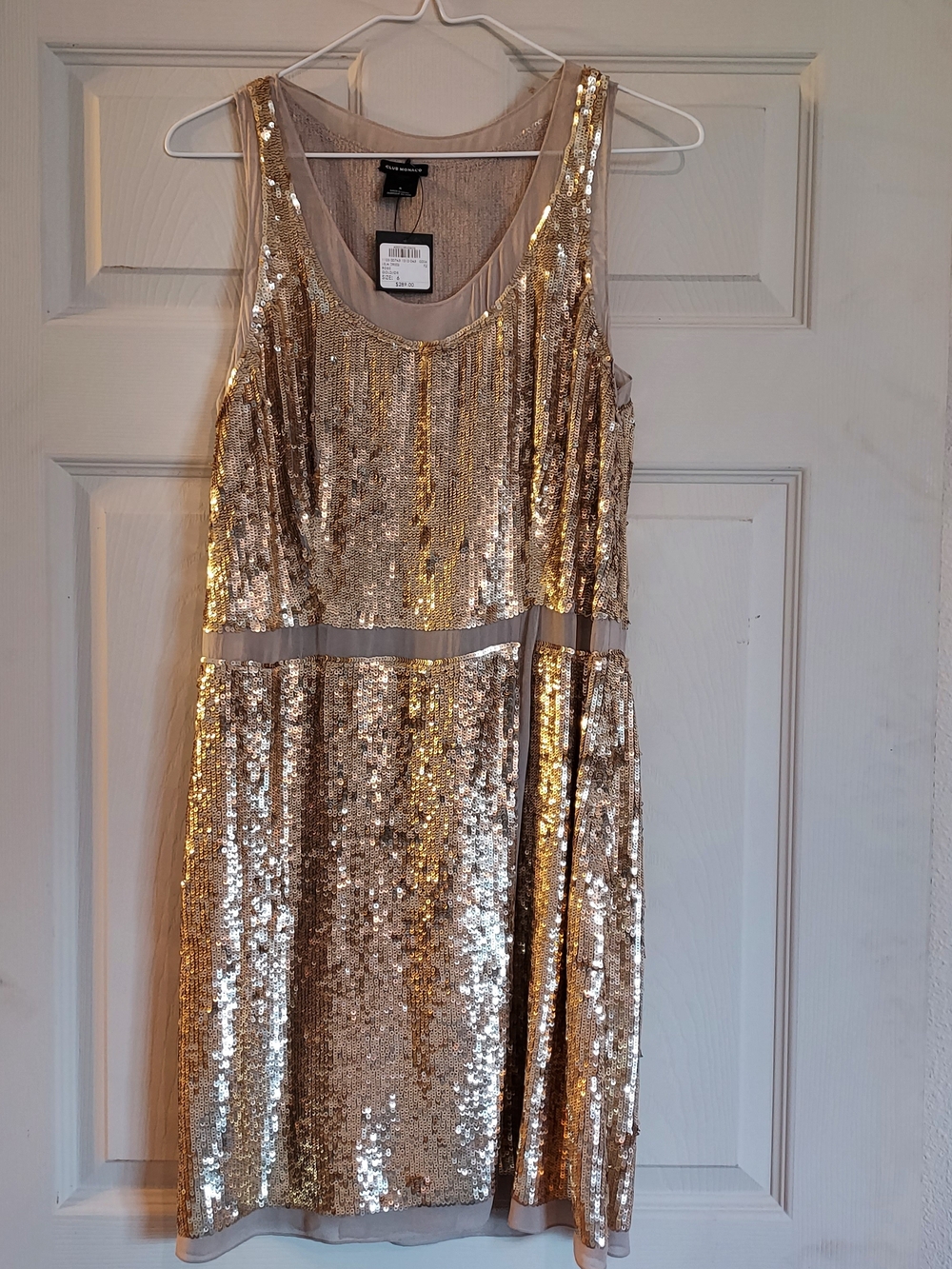 Club Monaco Women's Lela Dress Robe Gold Sequin Party Dress